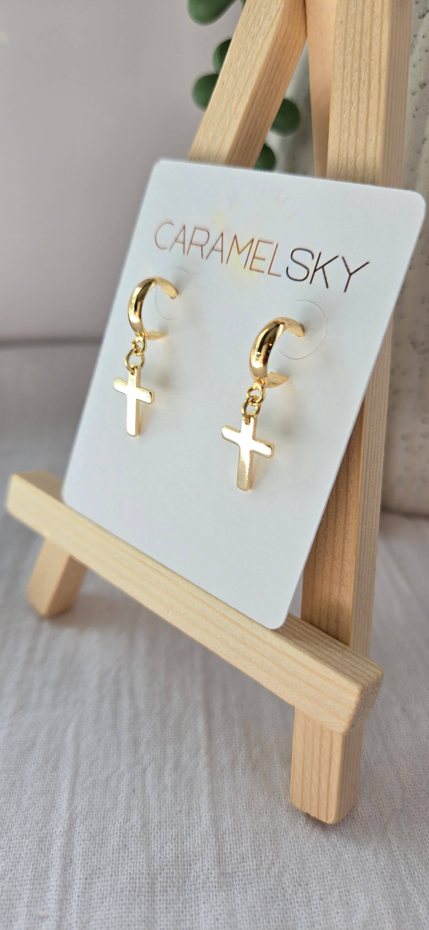 Dainty 18K Gold Cross Earrings | Gold Cross Earrings