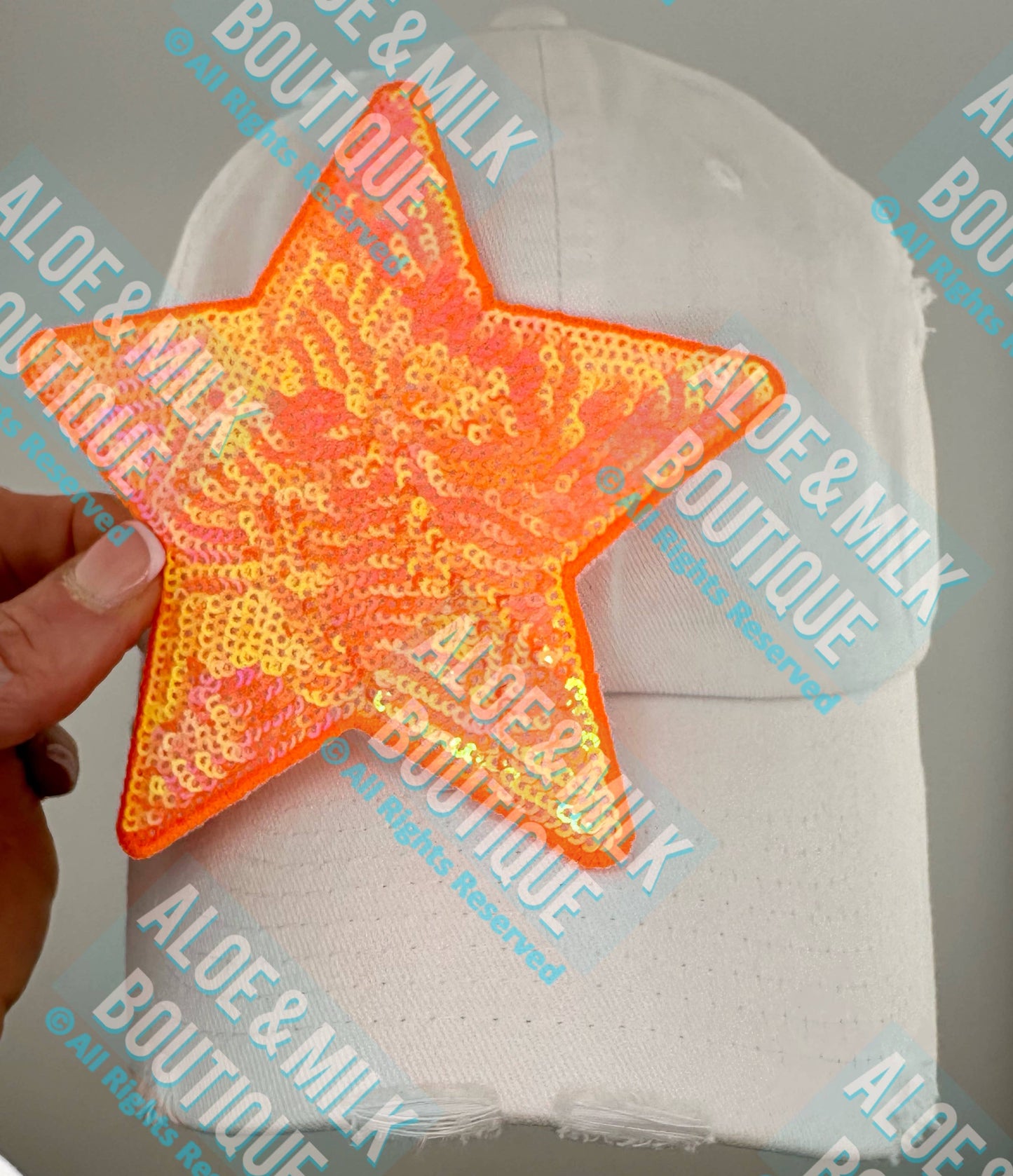 New Sequin Star Large, sequin star patch, cheer patch: Blue