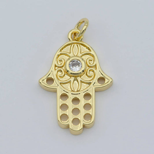 24K Gold Filled Dainty Hamsa Charm,Small Hamsa Heand Pendant,Simple Hamsa Jewelry, Hand of Fatima, Hand of Fatima Pendant, Evil Eye Charm M-365