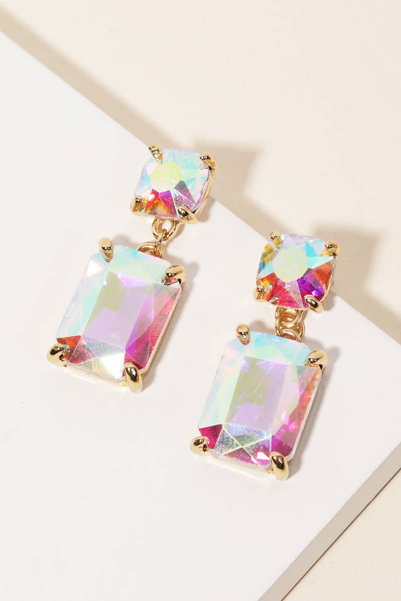 Rectangle Crystal Drop Earrings: GCL
