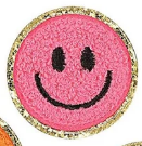 Smile Face Iron On Gold Glitter Patches: Pink