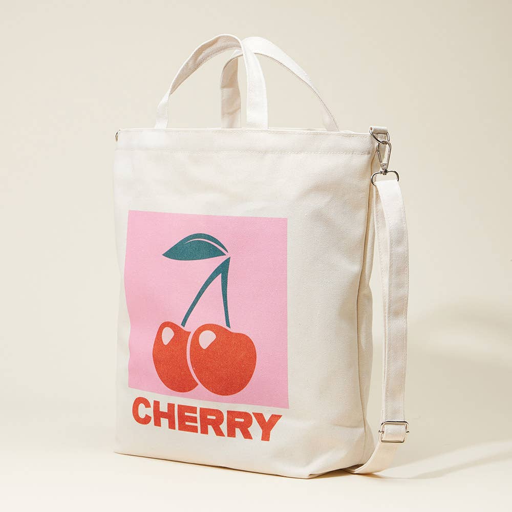 Limone Printed Top Handle Canvas Bag / Crossbody Bag: Pink