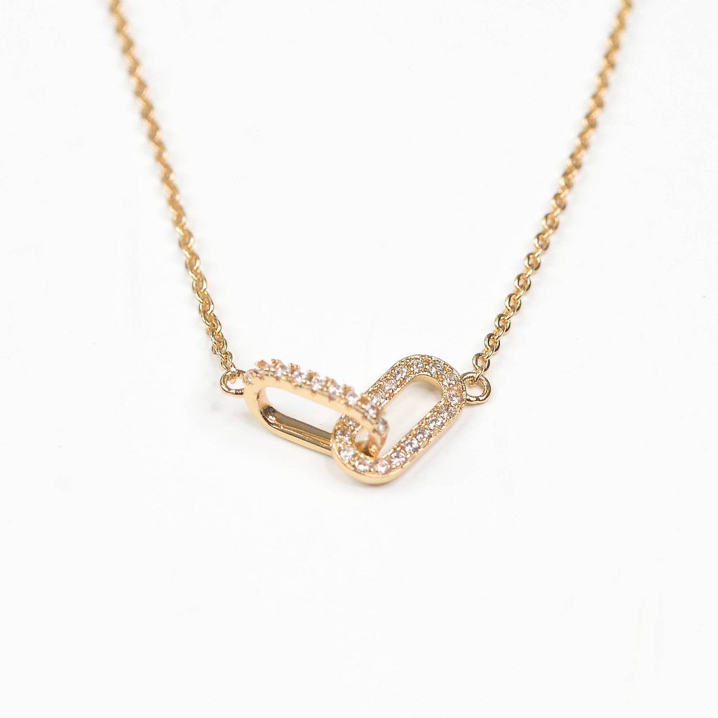 Diamond Linked Necklace, Chain Link Jewelry, Necklace: Silver