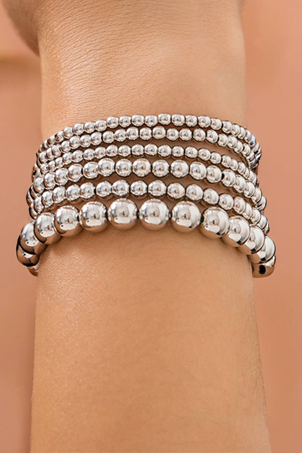 Multi Layered Beaded Bracelet: White