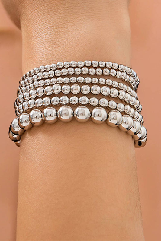 Multi Layered Beaded Bracelet: White