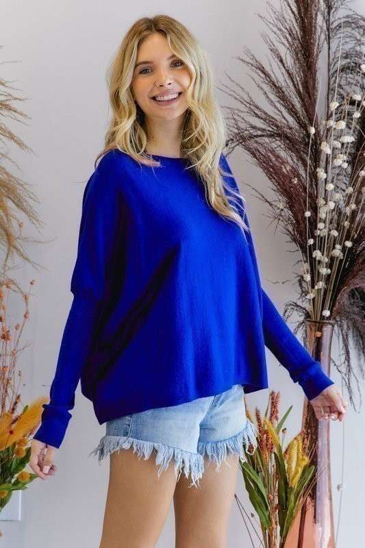 BOAT NECK TIGHT SLV BOX SWEATER TOP: PEAR / S