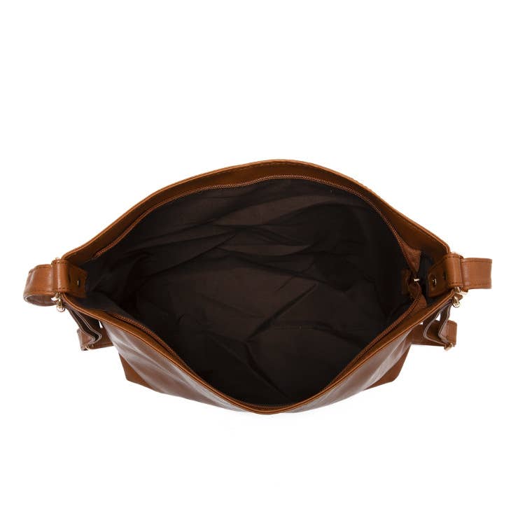 Faux leather crossbody bag backpack: Brown / M