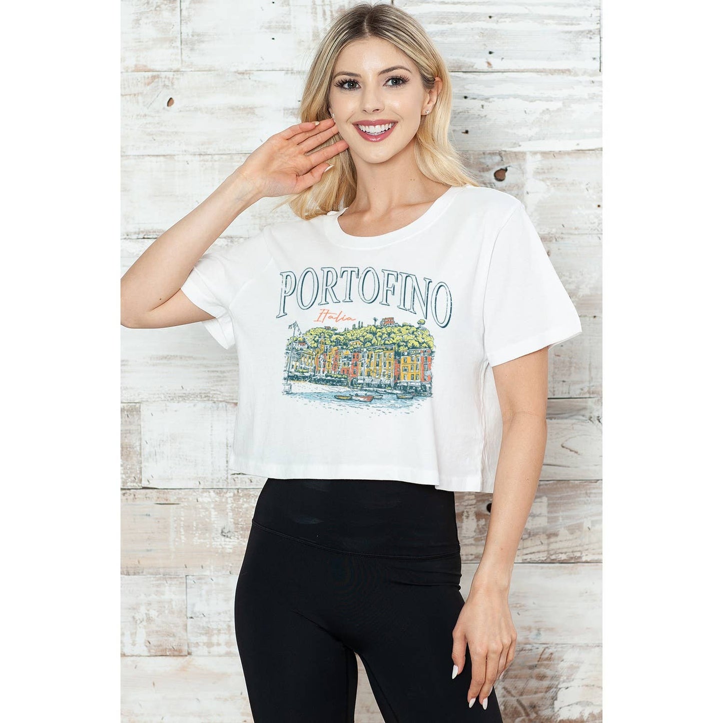 PORTOFINO ITALIA CROPPED TEE: BLACK / S
