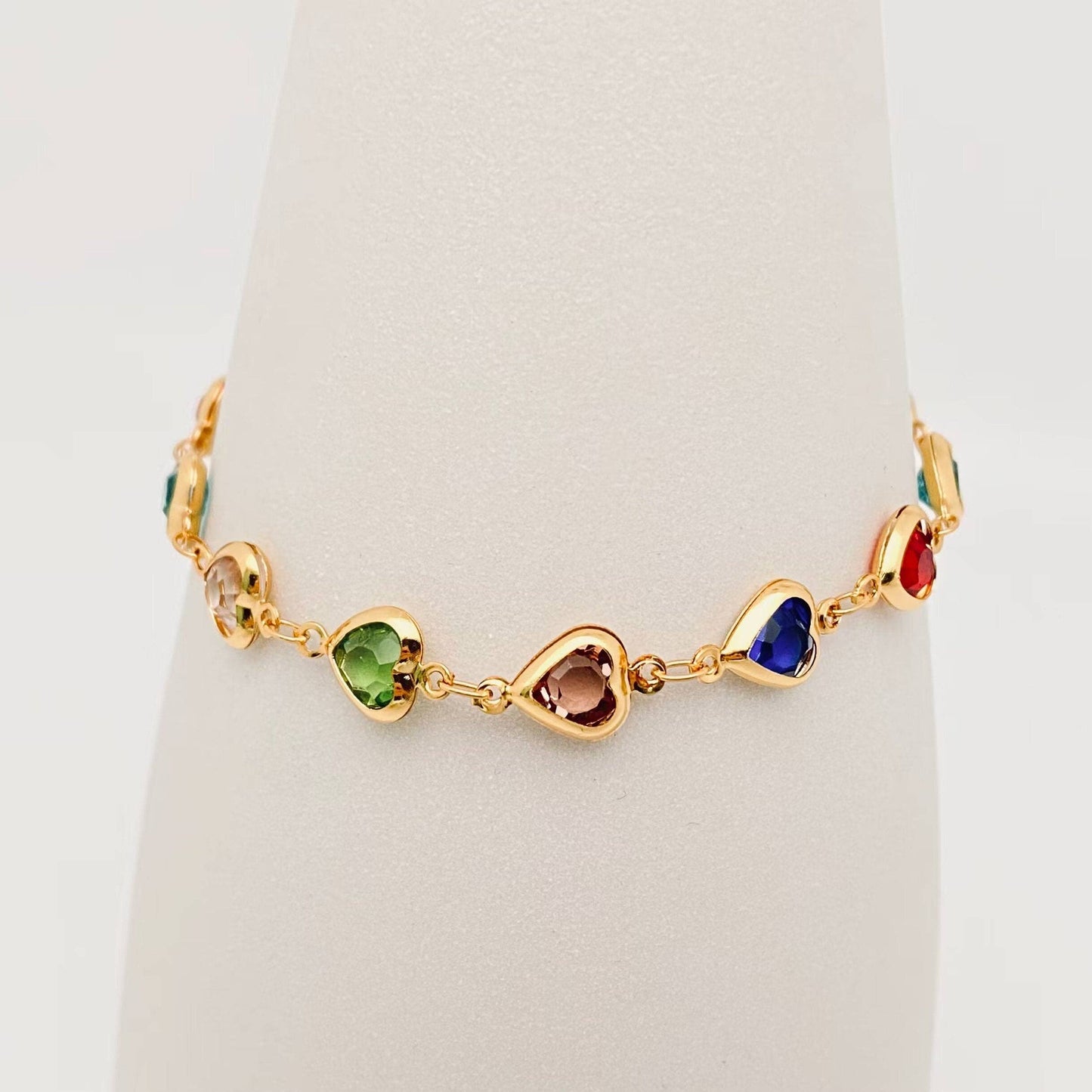 Heart-shaped Glass Drill Gold-plated Bracelet