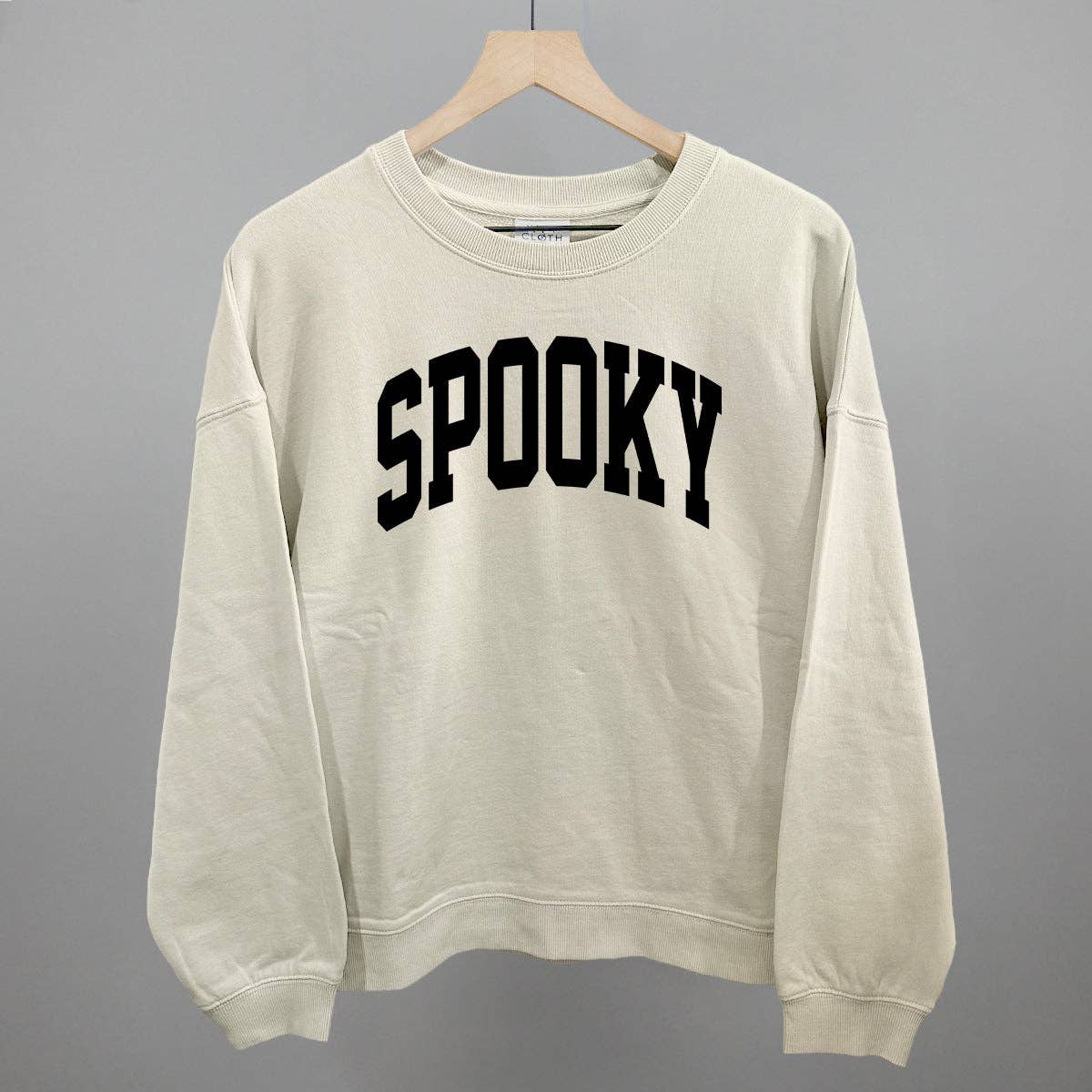 Spooky Arch (Black): Heather Grey / XL / Oversized Varsity Crew