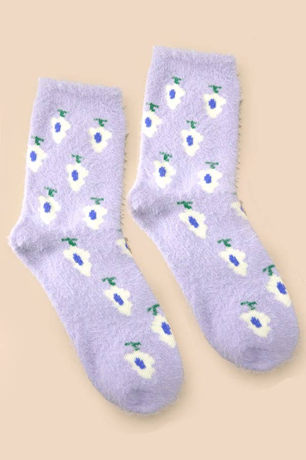 WARM CHINLON SOFT FLEECE FUZZY SOCKS | 40S02053: AVOCADO