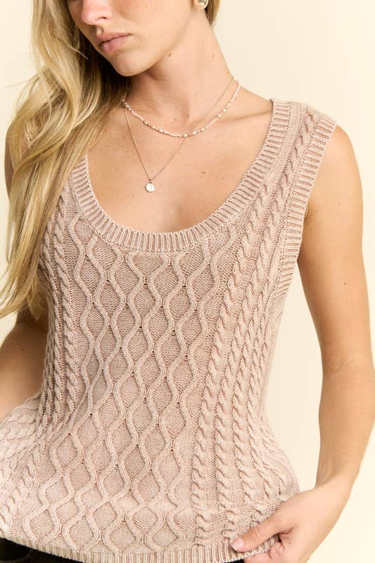KNIT SWEATER TANK TOP: CHARCOAL / L