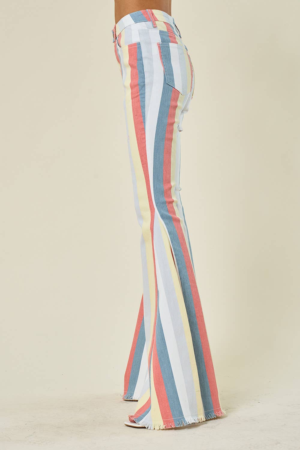 MULTI STRIPE DENIM BELLBOTTOM JEANS -TERRA MULTI 1003: SM