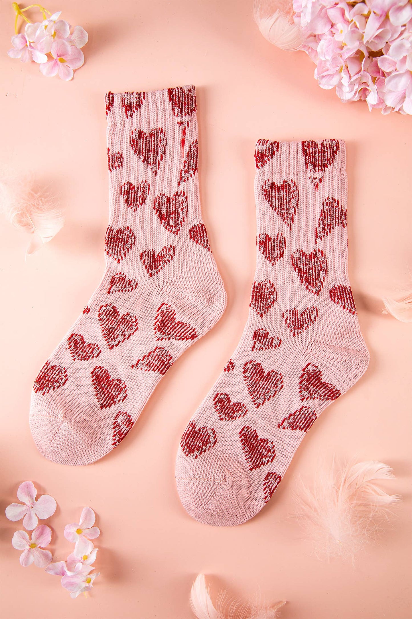 Valentine's Day Gifts Heart Pattern Combed Cotton Socks: Pink / One Size