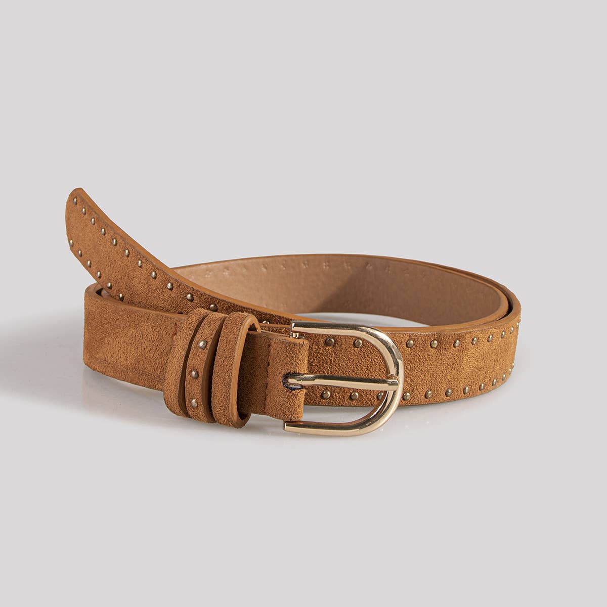 Suede Studs With Western Style Straps: Camel / M
