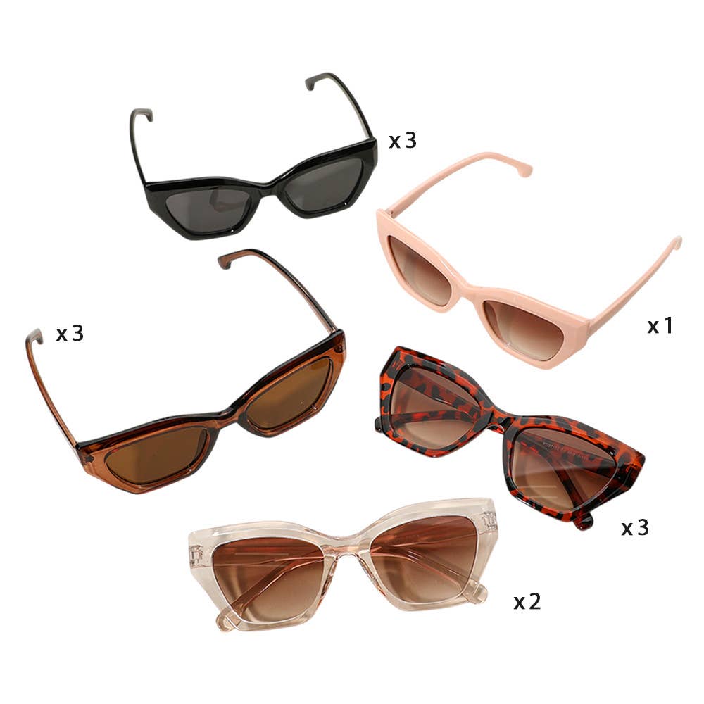 12Pairs - Retro Frame Wayfarer Sunglasses