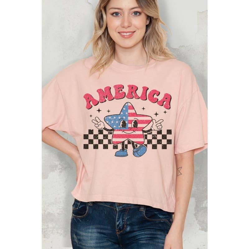 AMERICA - Cropped top: WHITE / L