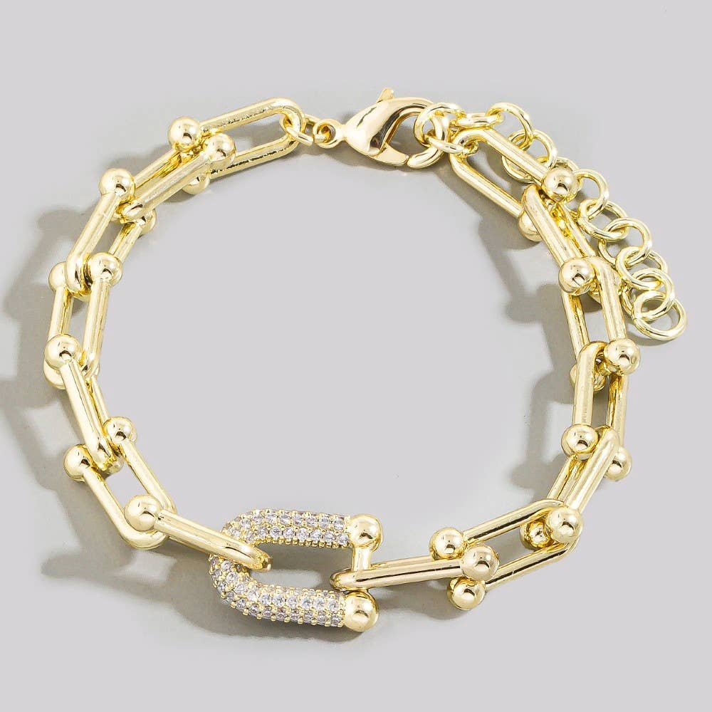 Gold Dipped Cz Chain Clasp Bracelet: GD