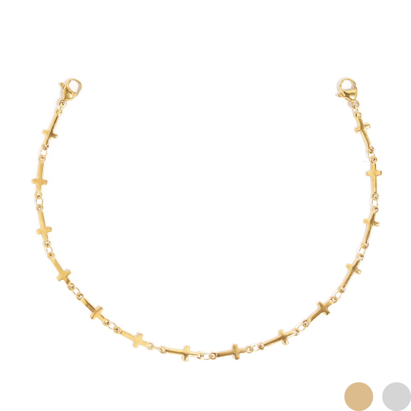 Trucker Hat Chain: 18K Gold PVD Stainless Steel Cross: Stainless