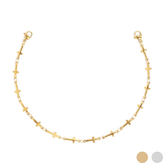 Trucker Hat Chain: 18K Gold PVD Stainless Steel Cross: Stainless