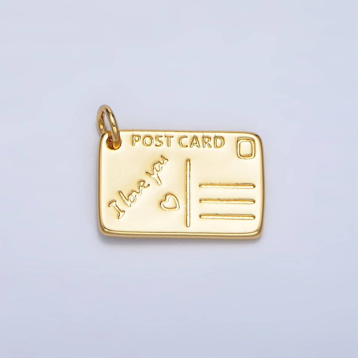 24K Gold Filled "I Love You" Script Post Card Charm in Gold & Silver | X586: Silver