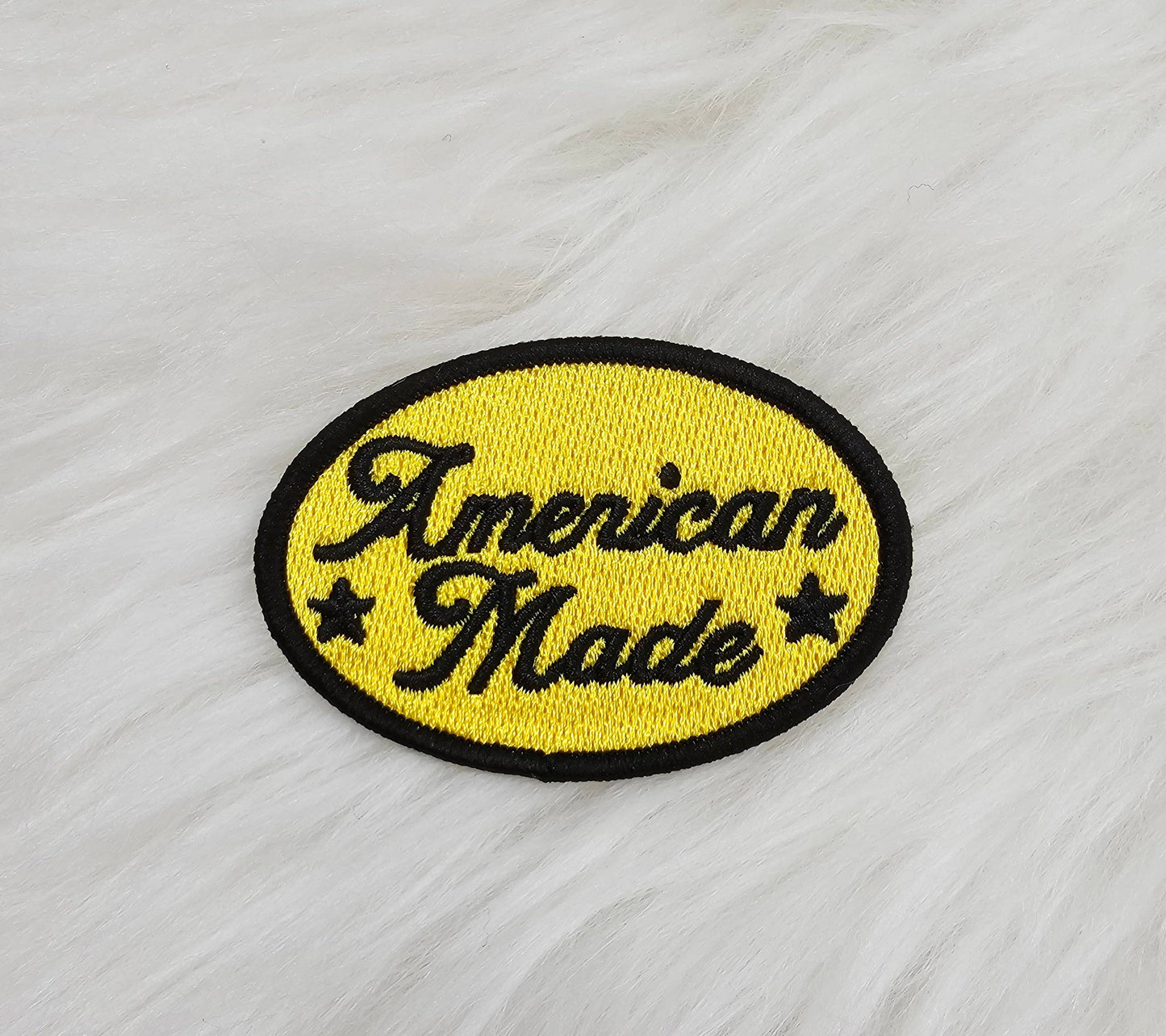 American Made Embroidery Iron On Patch: Black and Yellow