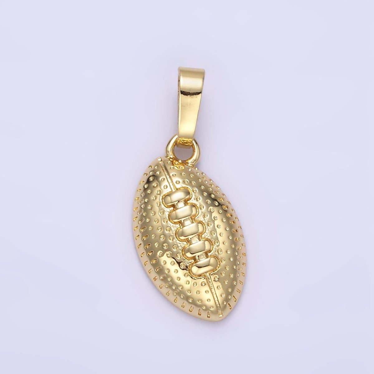 24K Gold Filled Football Sports Equipment Dotted Minimalist Pendant in Gold & Silver | AA1333: Gold