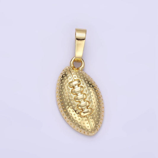 24K Gold Filled Football Sports Equipment Dotted Minimalist Pendant in Gold & Silver | AA1333: Gold