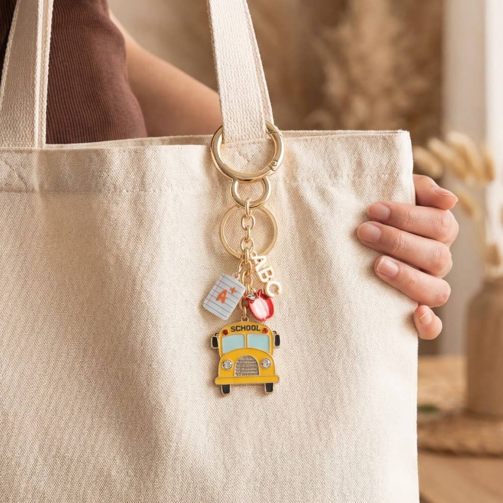 Assorted School Bus Bag Charms Keychain: GD