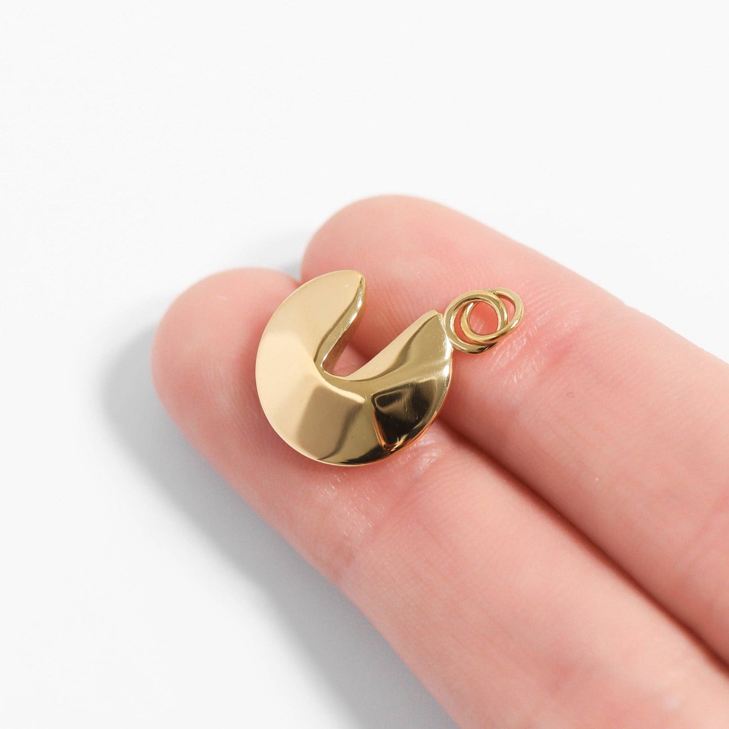 18K Gold PVD Stainless Steel Fortune Cookie Charm: Stainless