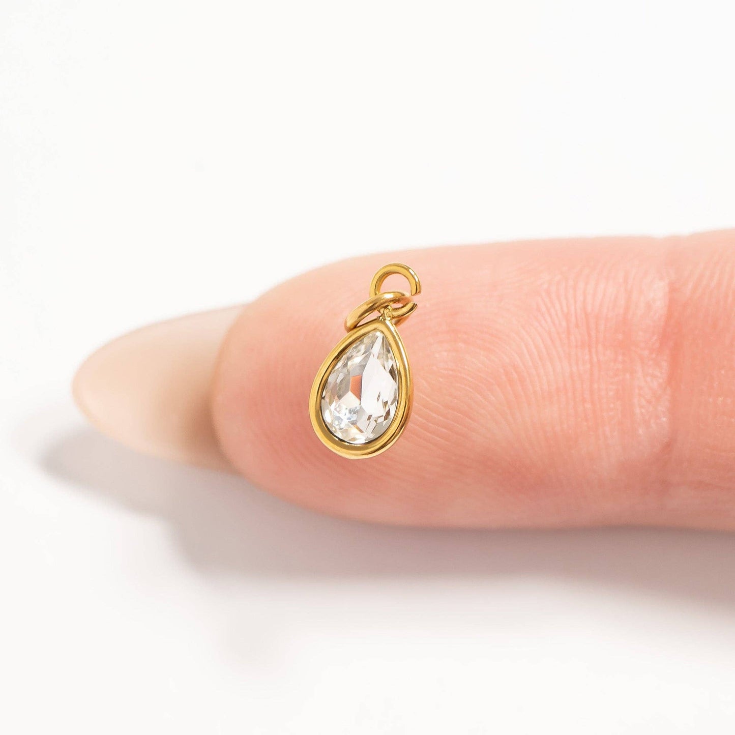 18K Gold PVD Teardrop Birthstone Charm: April