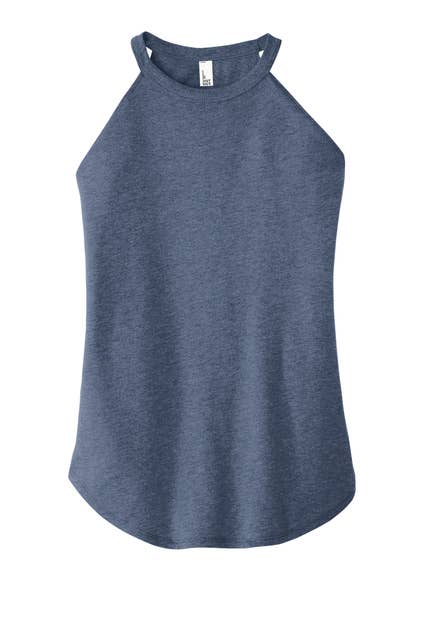 District Women’s Perfect Tri Rocker Tank: Heathered Eucalyptus Blue / L