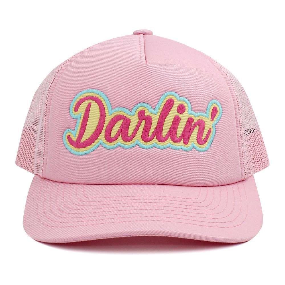 DARLIN Message Mesh Back Baseball Cap: Pink