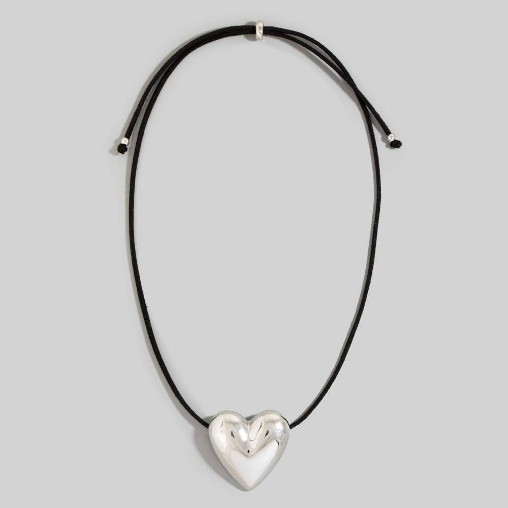 Heart Pendant Adjustable Cord Necklace: BROWN