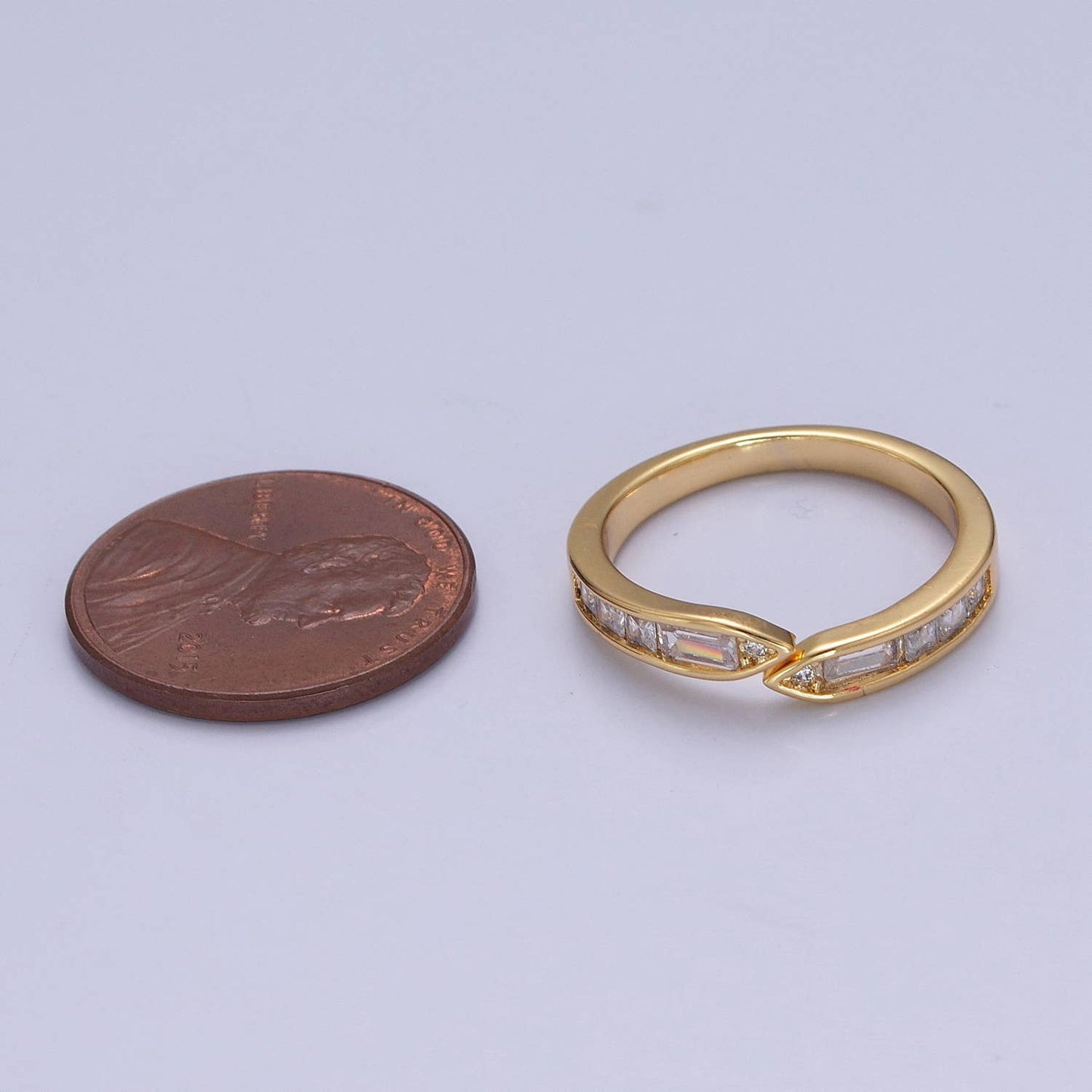 Minimalist Baguette Round Geometric Adjustable Ring O2193