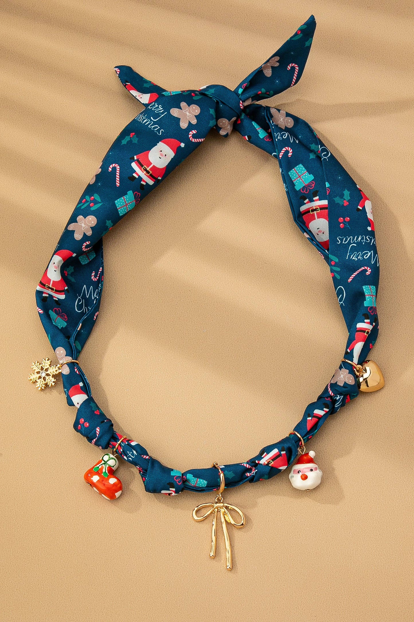 HANDMADE SCARF NECKLACE - CHRISTMAS SNOWMAN BOW | 80N91827: A