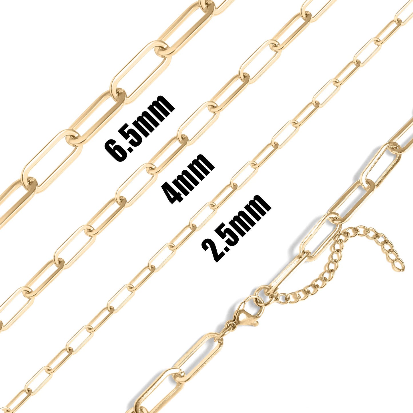 18K Gold Paperclip Chain Necklace: 18+02" / 4mm