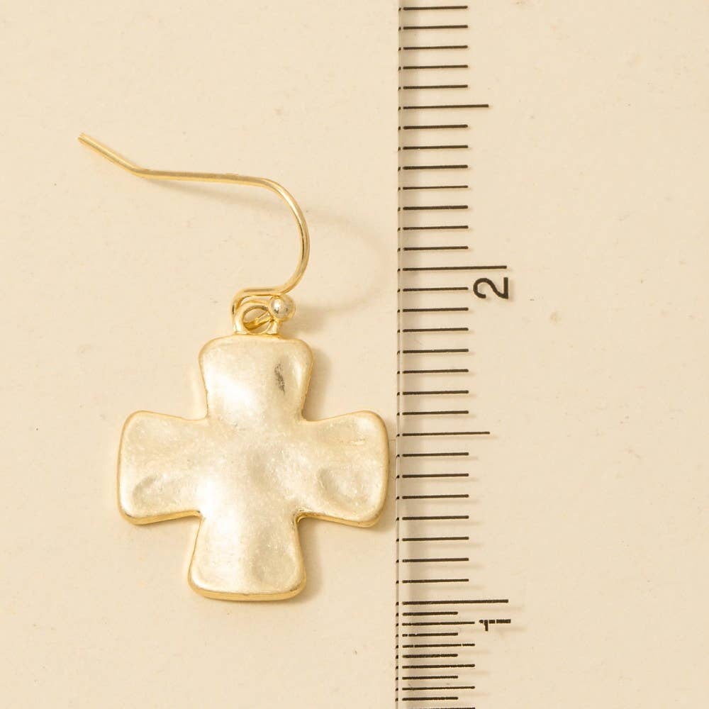 Vintage Gold Dipped Cross Dangle Earrings: GOLD