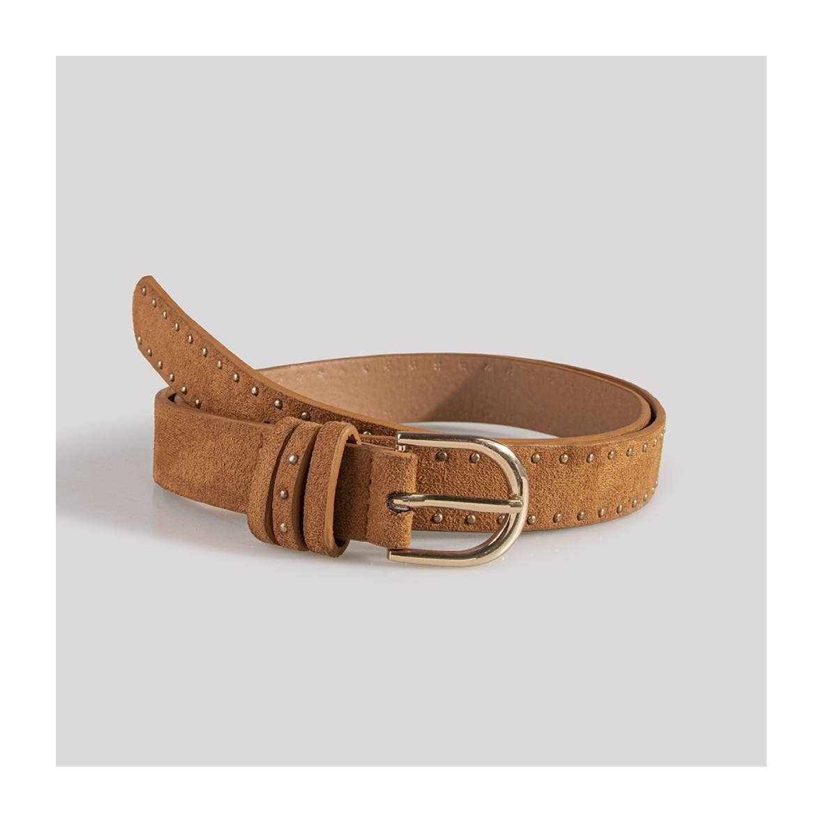 Suede Studs With Western Style Straps: Camel / M