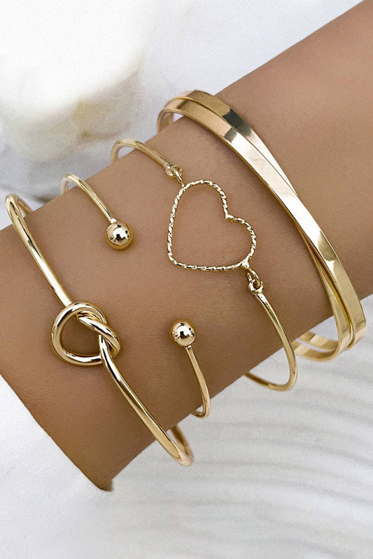 Gold Love Geometric Cross Bracelet 4-piece Set: Gold / 100%Alloy / ONE SIZE