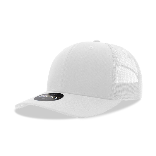 Decky 6021 Classic Trucker Hat, Mid Pro Trucker, 6 Panel Cap: White