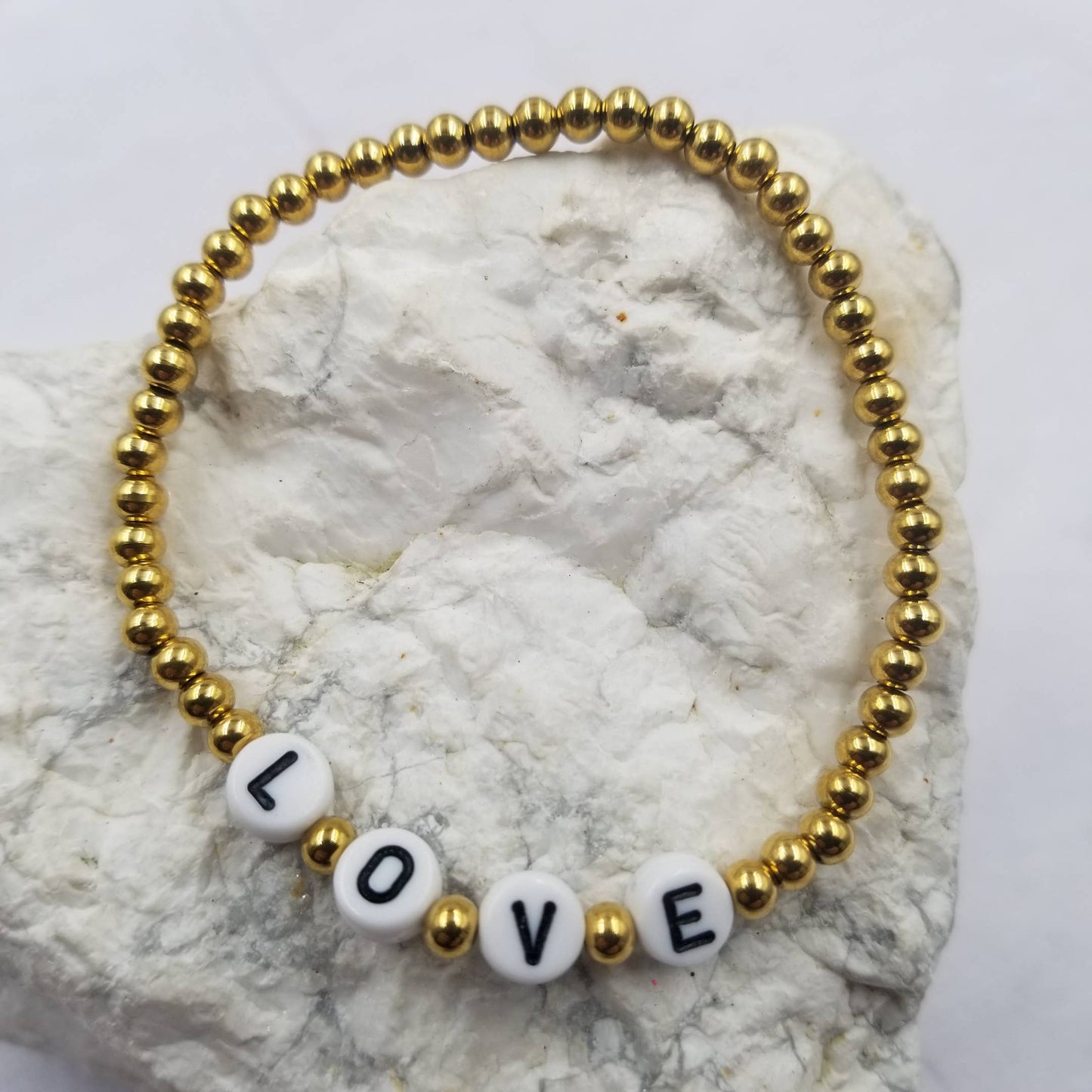 LOVE Gold Beaded Bracelet - Valentine's Day