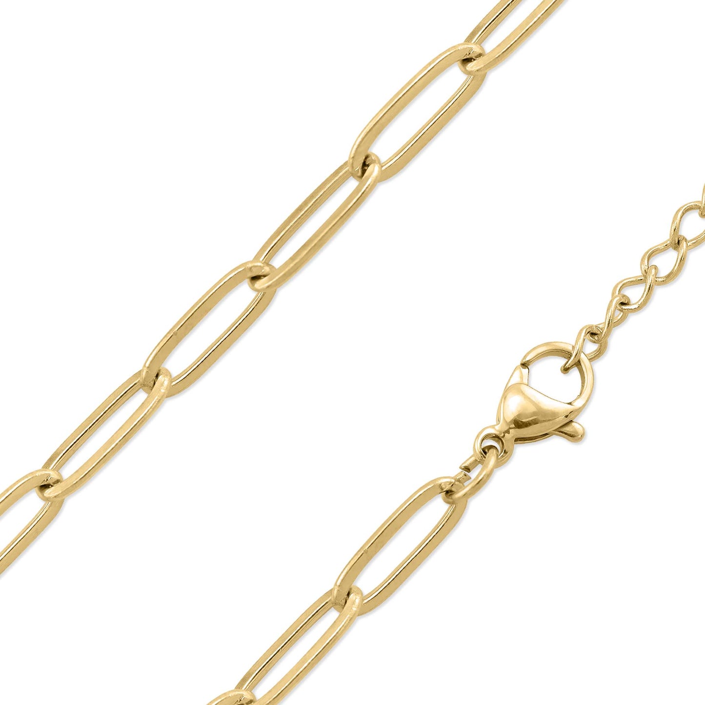 18K Gold Paperclip Chain Necklace: 18+02" / 4mm