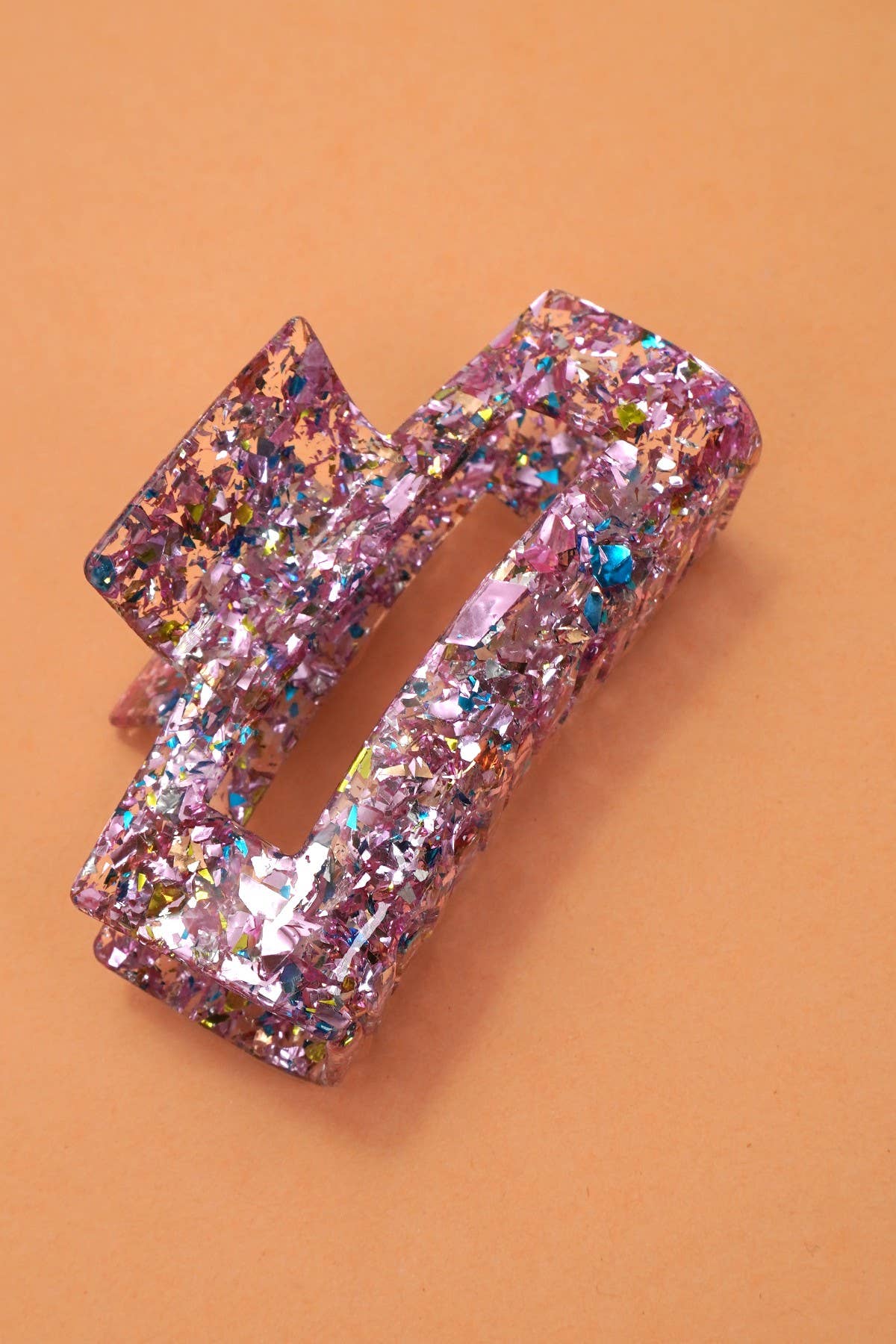 LARGE TRENDY GLITTER RECTANGLE HAIR CLAW CLIPS | 40H901: Multi