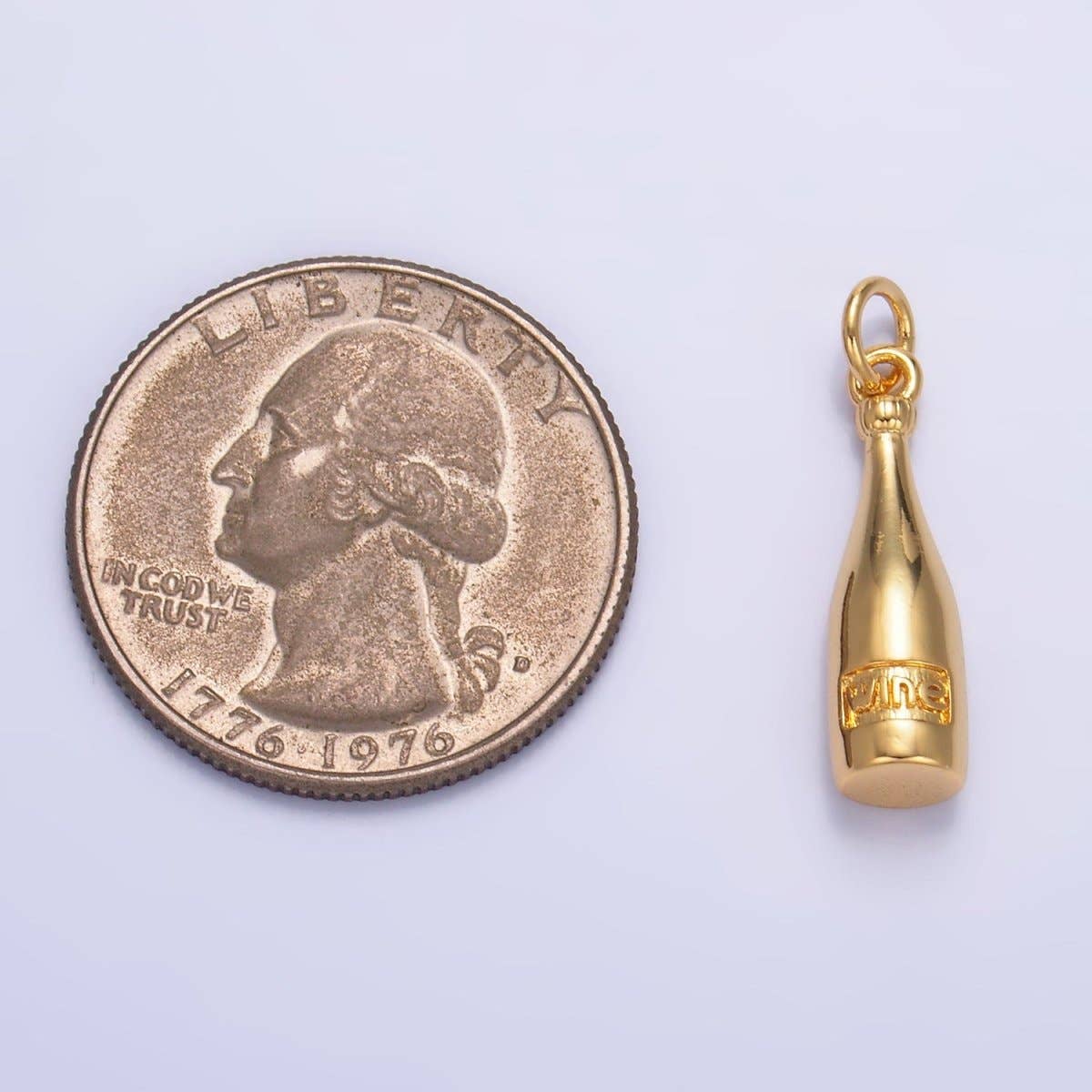 24K Gold Filled "Wine" Bottle Alcoholic Drink Mini Charm | X863