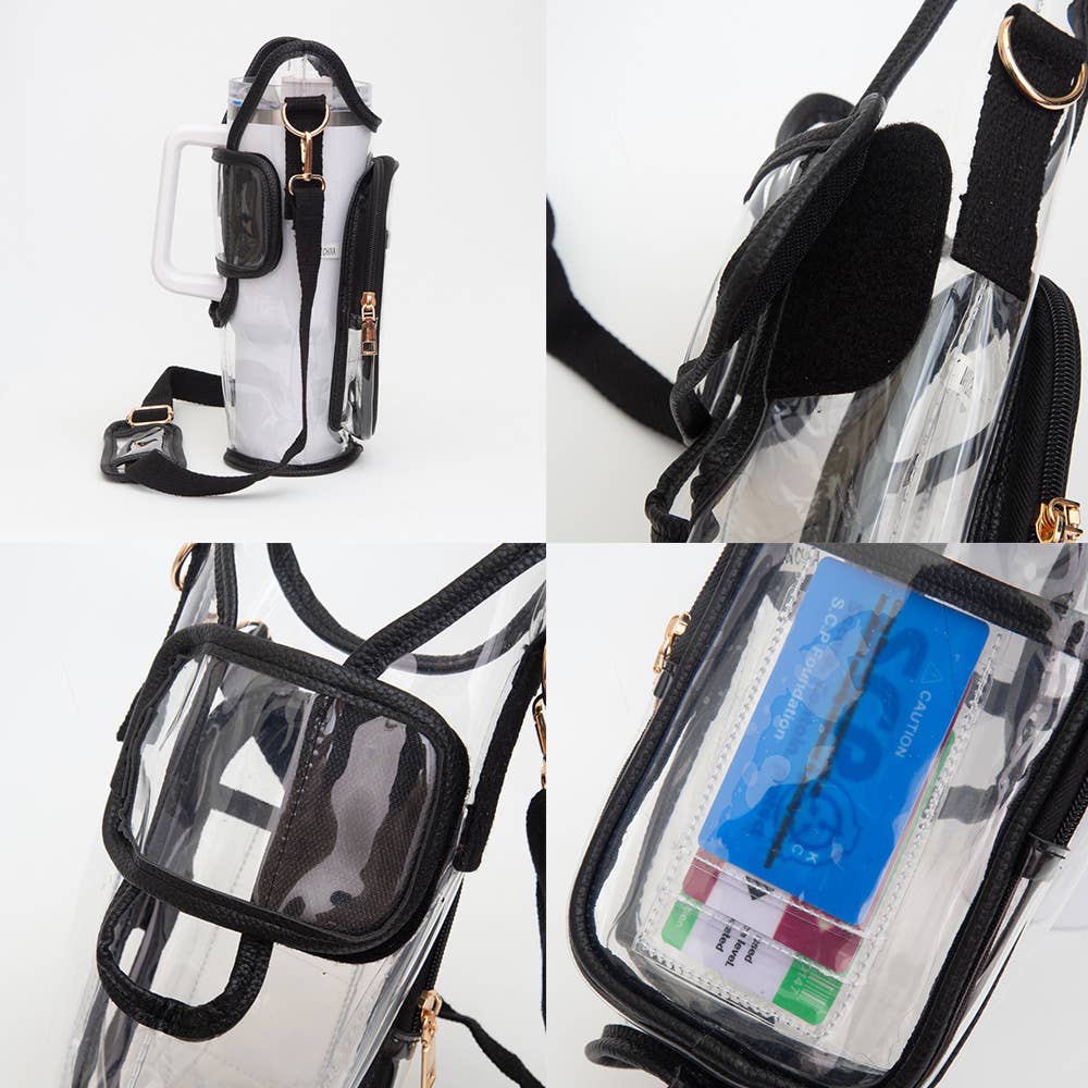 Transparent Tumbler Carrier Holder Crossbody Bag
: Silver