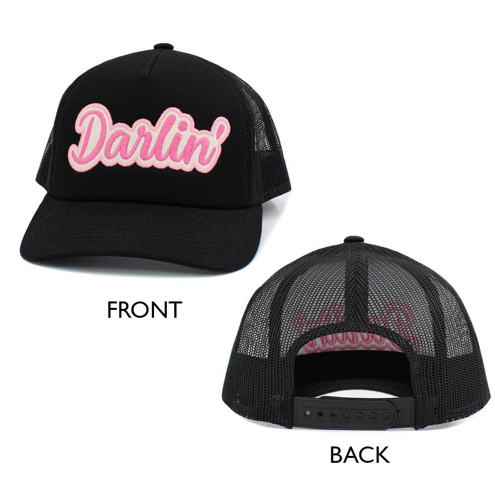 DARLIN Message Mesh Back Baseball Cap: Pink