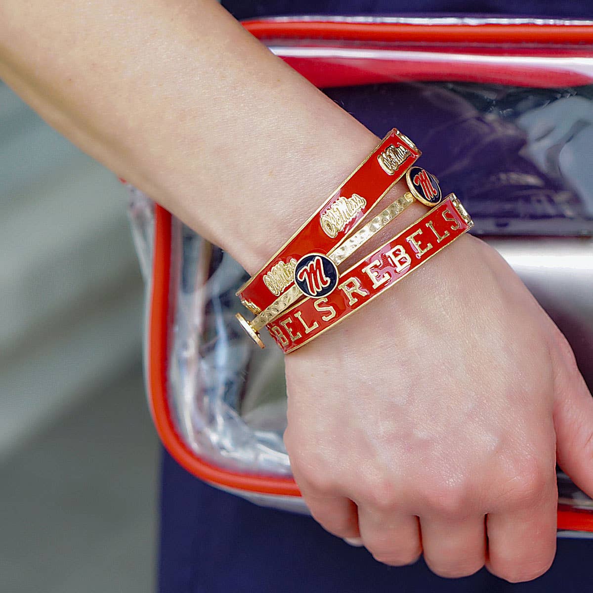 Ole Miss Rebels Enamel Logo Hinge Bangle: Red