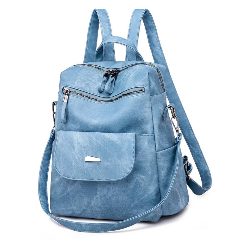 Convertible Backpack Large Shoulder Bag: Blue / M