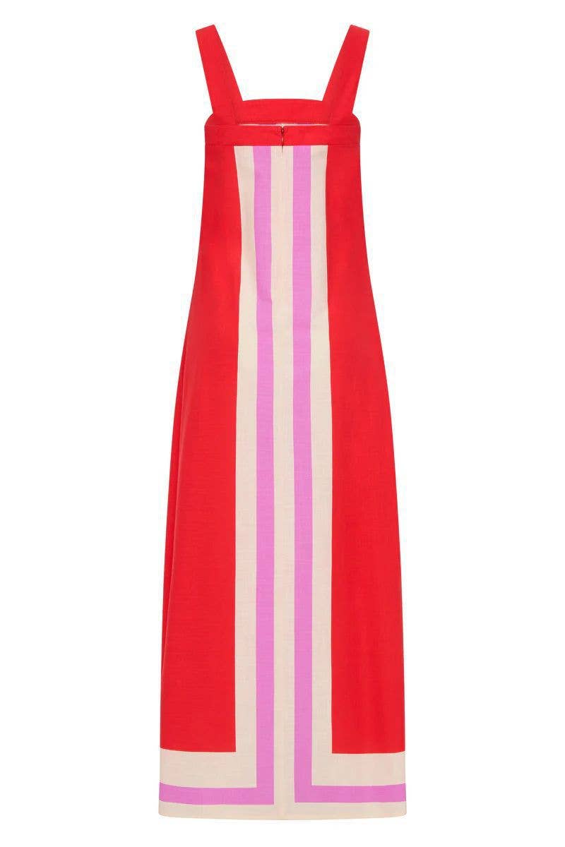 Colorblocked resort slip maxi dress: Red / S